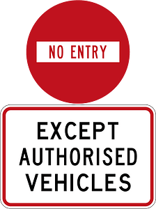 New Zealand road sign R3-4 + R3-5.3 (obsolete)