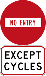 New Zealand road sign R3-4 + R3-5.2 (obsolete)