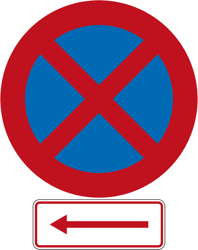 New Zealand road sign R6-10 + R6-10.1L (obsolete)