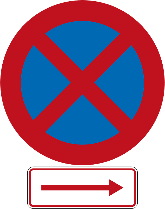 New Zealand road sign R6-10 + R6-10.1R (obsolete)