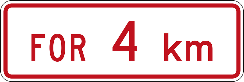 New Zealand road sign R6-10.2 (4 km)