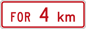 New Zealand road sign R6-10.2 (4 km)