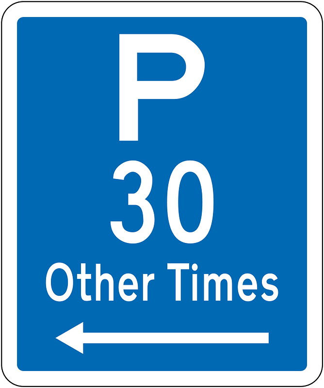 New Zealand road sign R6-32L-30 (obsolete)