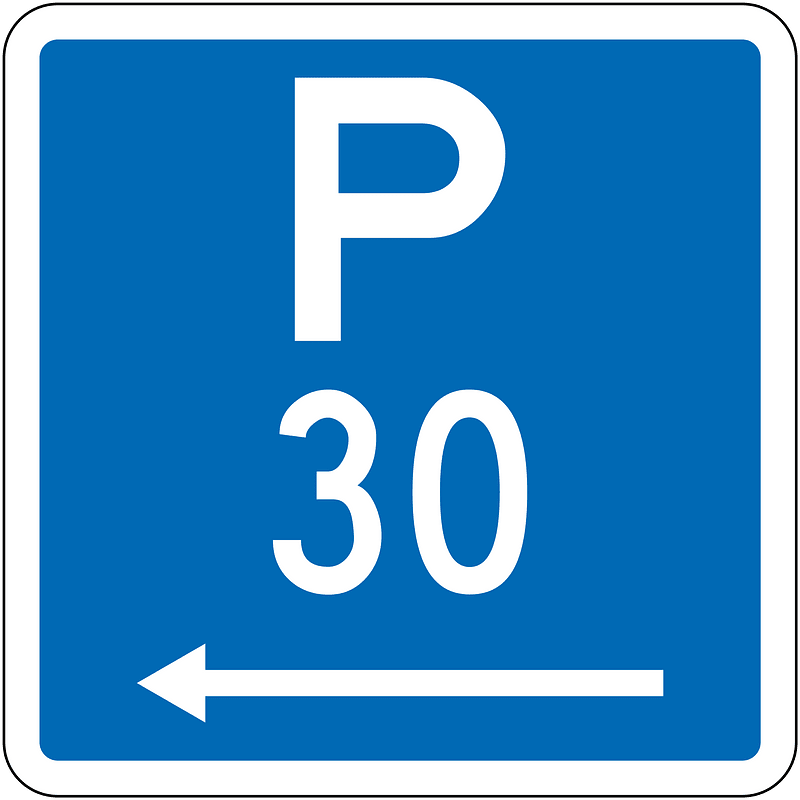 New Zealand road sign R6-30L-30 (obsolete)