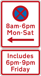 New Zealand road sign R6-11L + R6-11.1