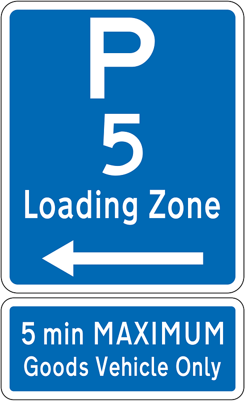 New Zealand road sign R6-50L-5 + R6-50.2