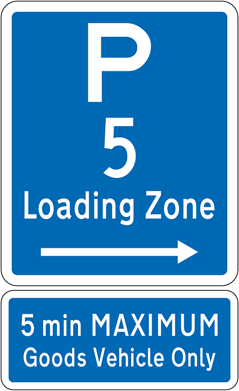 New Zealand road sign R6-50R-5 + R6-50.2 (obsolete)