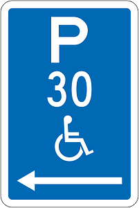 New Zealand road sign R6-55.2L-30 (obsolete)