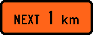 New Zealand road sign W1-1.1B (1 km)