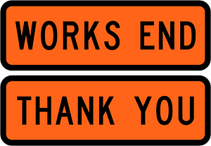 New Zealand road sign W1-1.9A + W7-7A