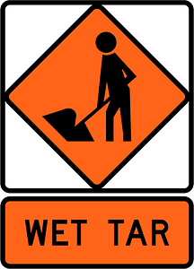 New Zealand road sign W1-1B + W1-1.11B