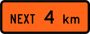 New Zealand road sign W1-1.1B (4 km)