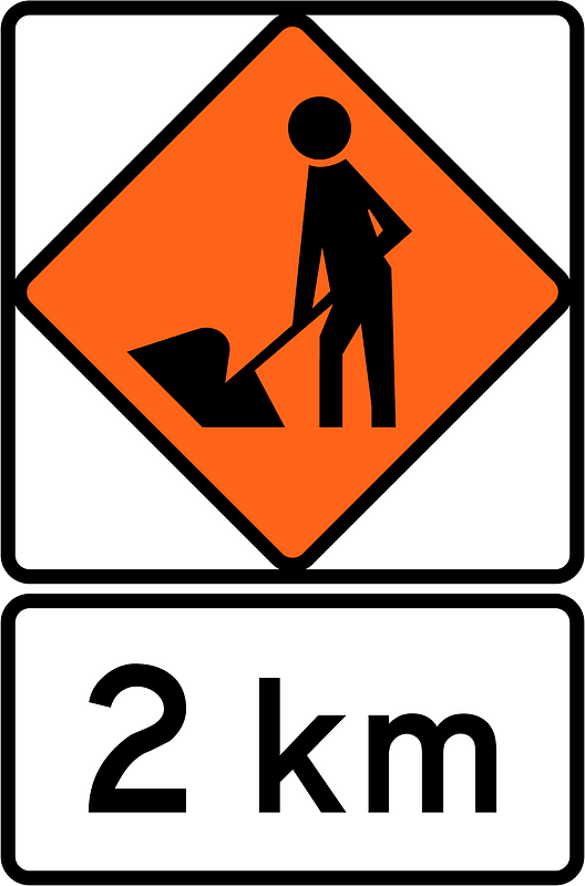 New Zealand road sign W1-1B + W1-2B.2