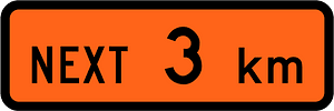 New Zealand road sign W1-1.1A (3 km)
