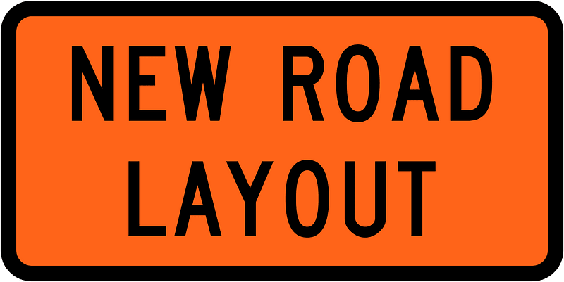 New Zealand road sign W2-1.11A