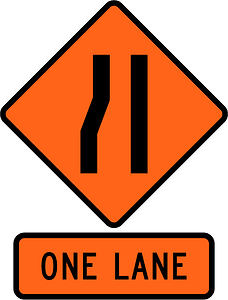 New Zealand road sign W4-7-L + W4-7.1