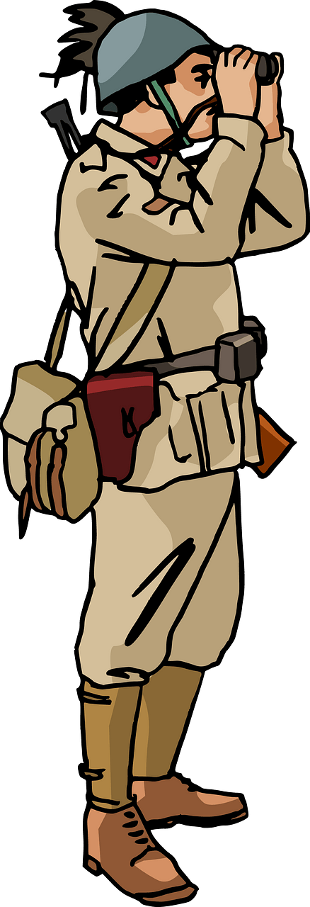Soldier with binoculars