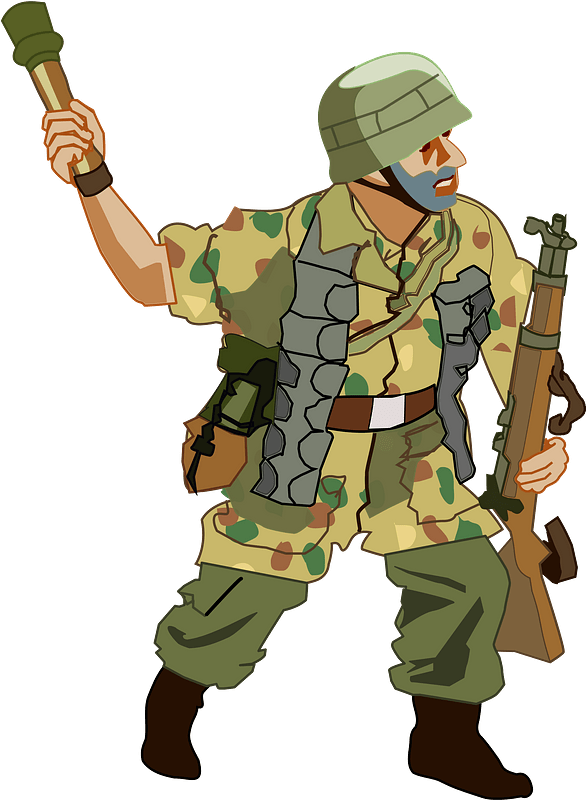 Soldier throwing hand-grenade