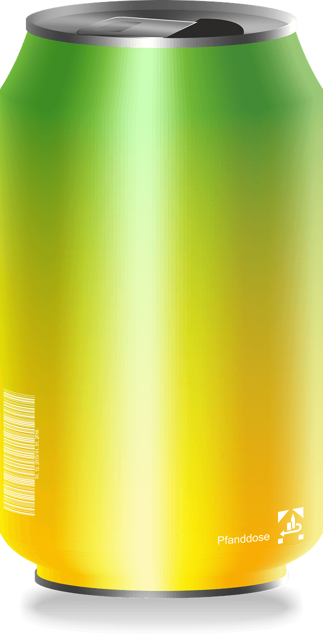 Yellow and green drink can
