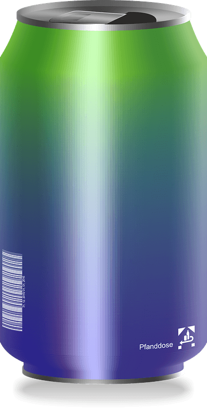 Blue and green drink can