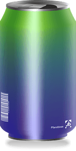 Blue and green drink can