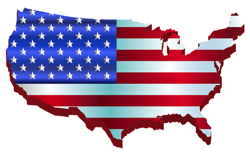 3 D America Map Flag Enhanced