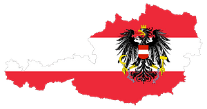 Austria Map Flag with Stroke and Coat of Arms