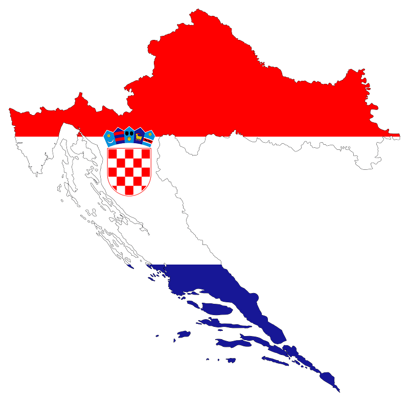 Croatia Map Flag with Stroke