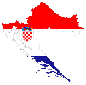 Croatia Map Flag with Stroke