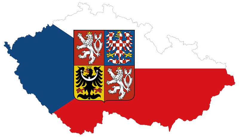 Czech Republic Map Flag with Stroke and Coat of Arms