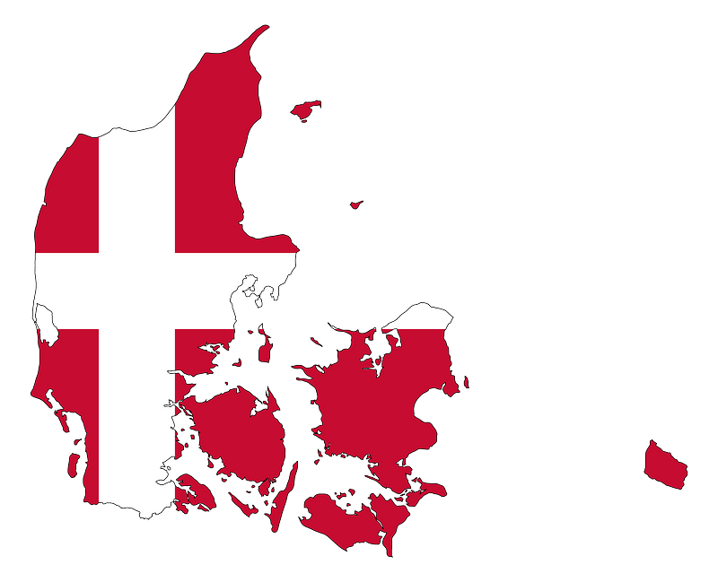 Denmark Map Flag with Stroke