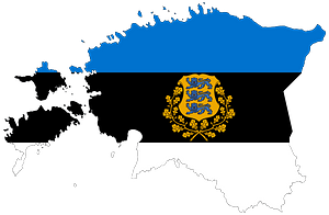 Estonia Map Flag with Stroke and Coat of Arms