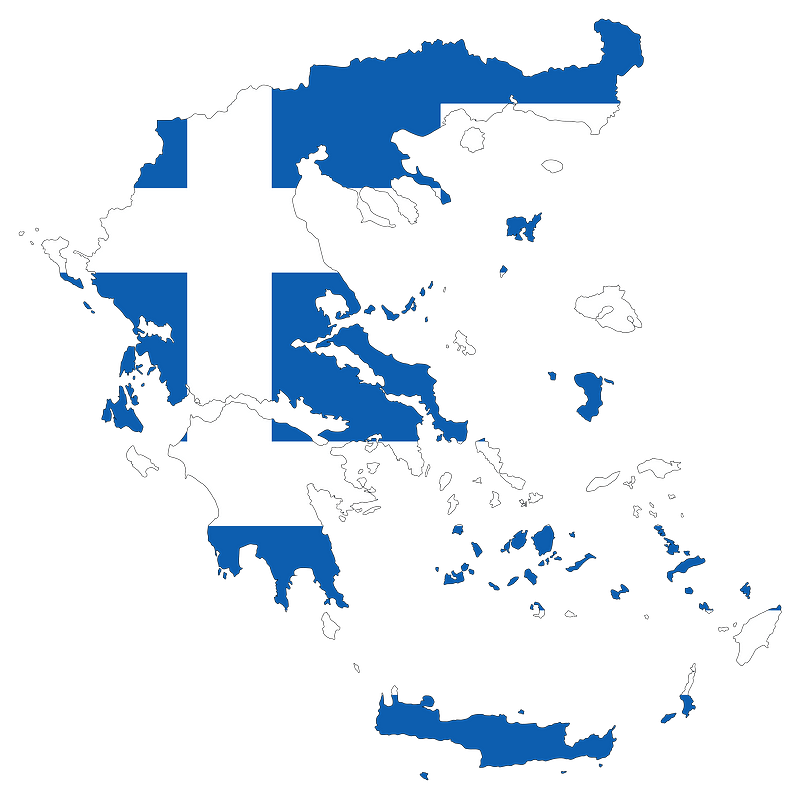 Greece Map Flag with Stroke