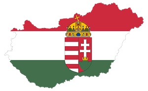 Hungary Map Flag with Stroke and Coat of Arms