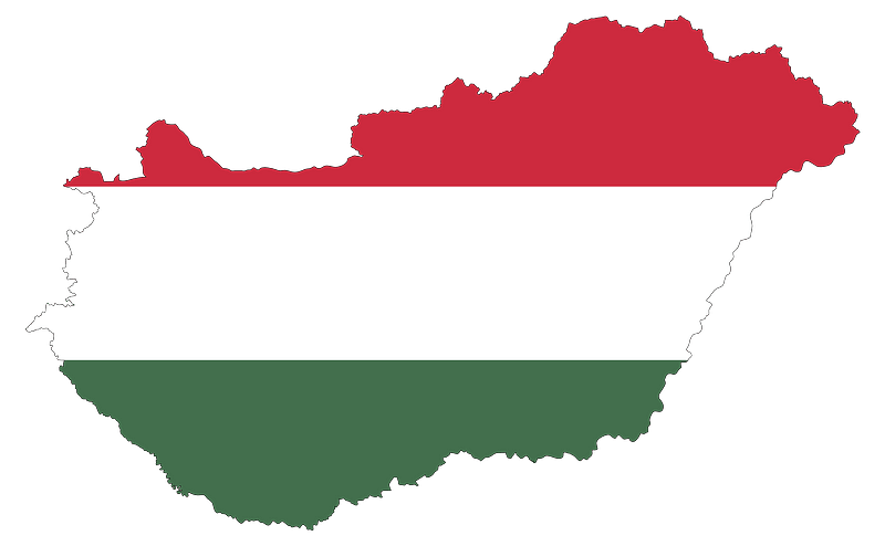 Hungary Map Flag with Stroke