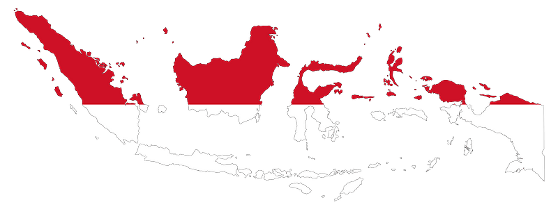 Indonesia Map Flag with Stroke