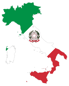 Italy Map Flag with Stroke and Emblem