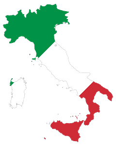 Italy Map Flag with Stroke