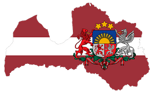 Latvia Map Flag with Stroke and Coat of Arms