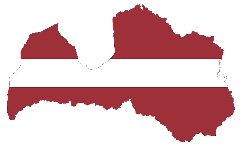 Latvia Map Flag with Stroke