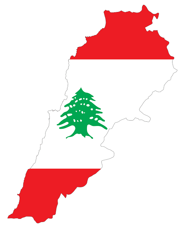 Lebanon Map Flag with Stroke