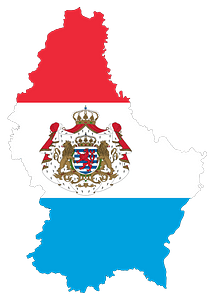 Luxembourg Map Flag with Stroke and Coat of Arms