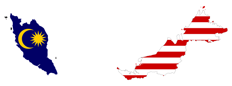 Malaysia Map Flag with Stroke