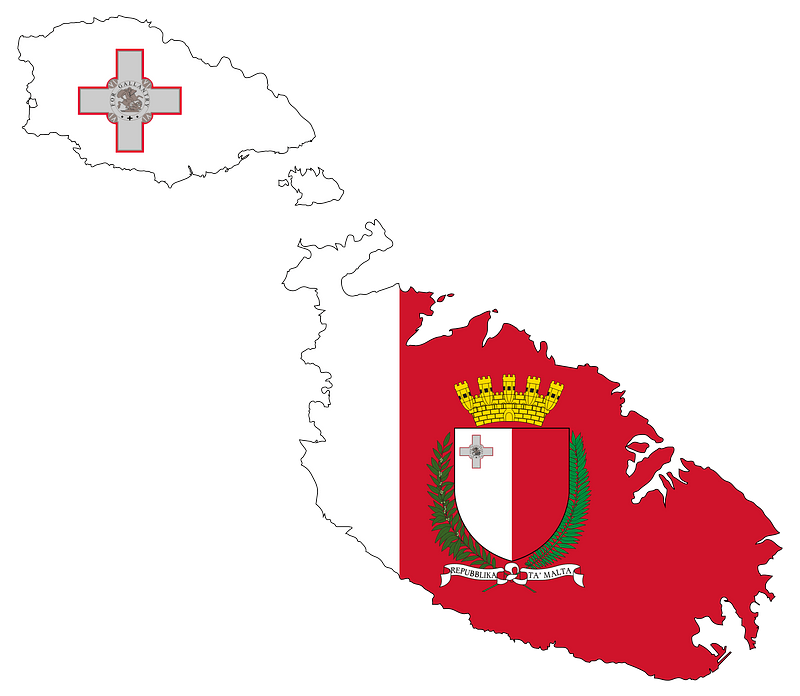 Malta Map Flag with Coat of Arms