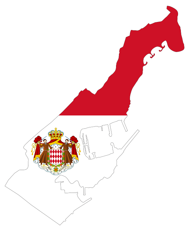 Monaco Map Flag with Coat of Arms