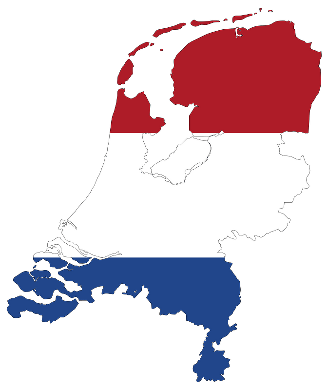 Netherlands Map Flag with Stroke