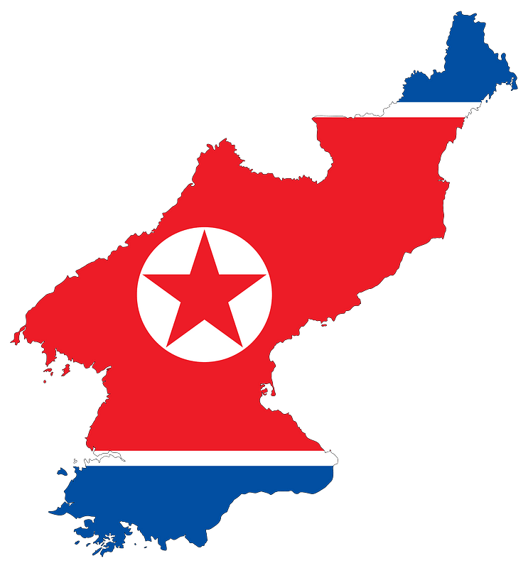 North Korea Map Flag with Stroke