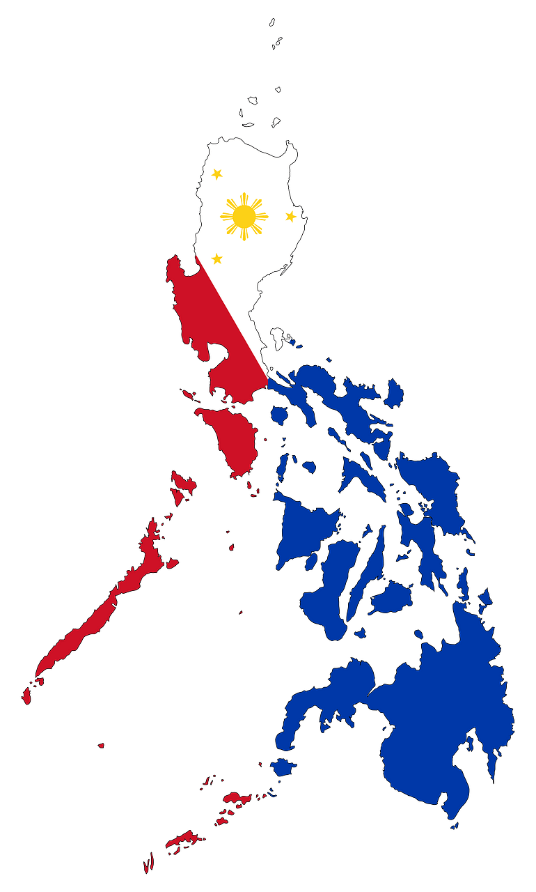 Philippines Map Flag with Stroke