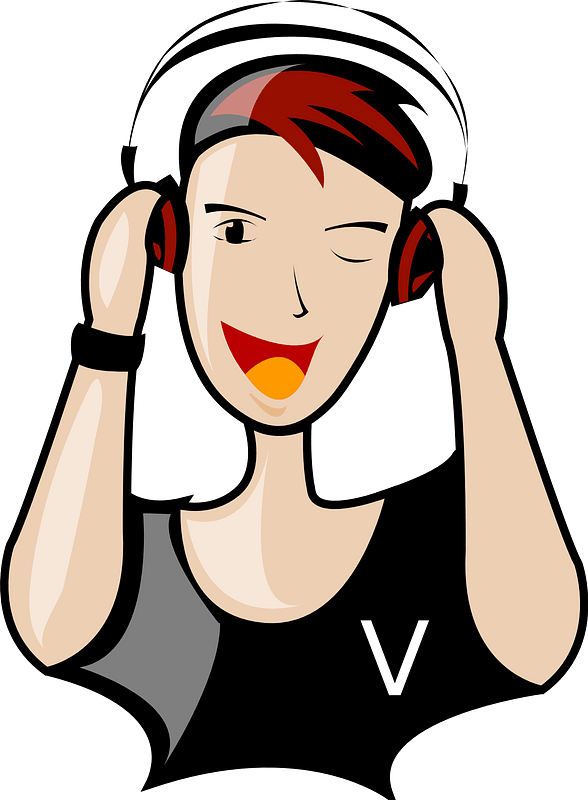 Laughing boy with headphones