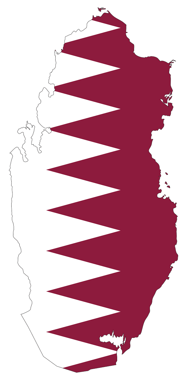 Qatar Map Flag with Stroke